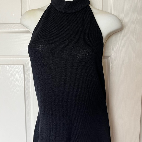 St John Collection By Marie Gray Black Knit Halter Top Dress Sz 6 - Picture 6 of 6